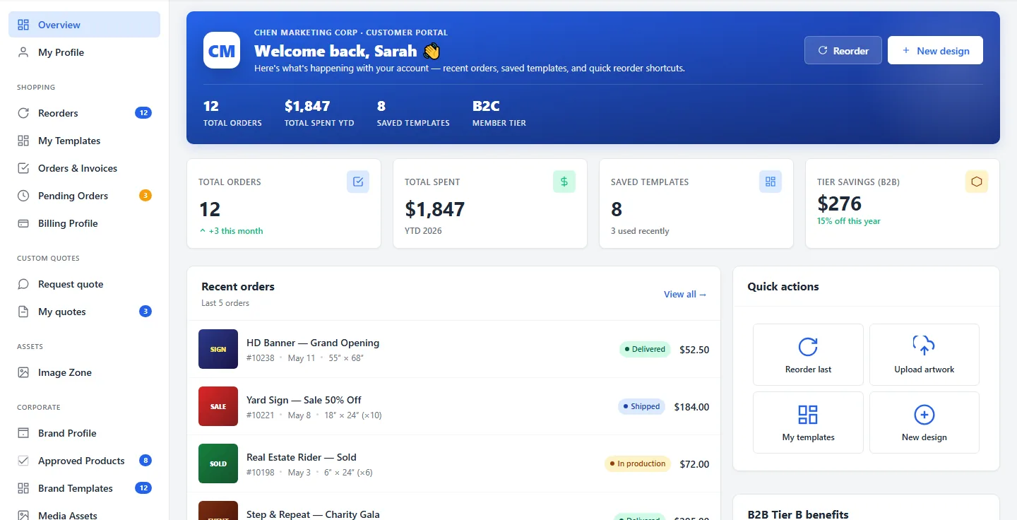 B2B User Account for WooCommerce print stores