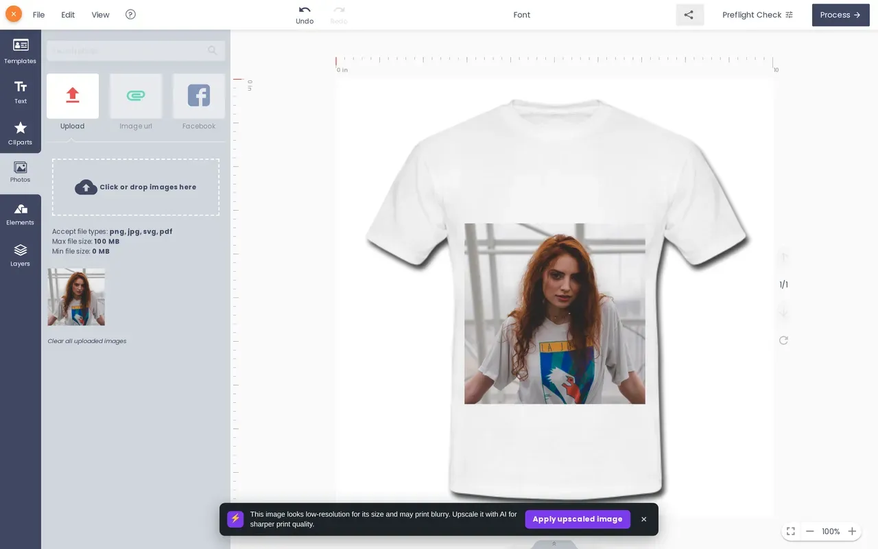 Short clip: remove the background of a portrait on a t-shirt in the designer