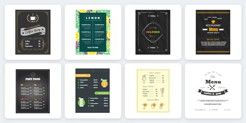 Restaurant and cafe menu templates from the Premium Templates library