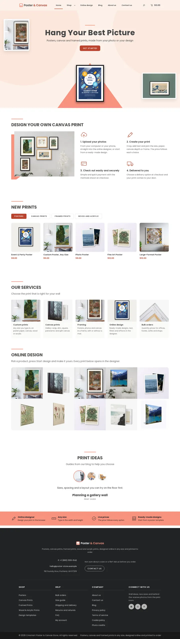 Cmsmart Poster & Canvas Store home page