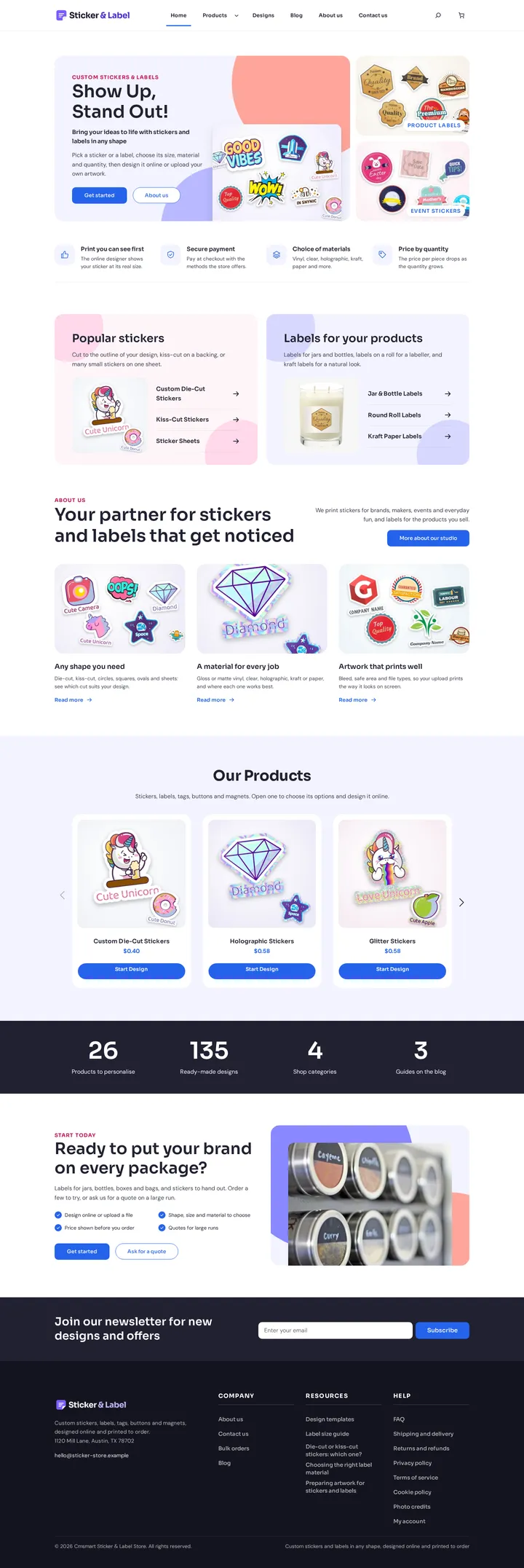 Cmsmart Sticker & Label Store home page