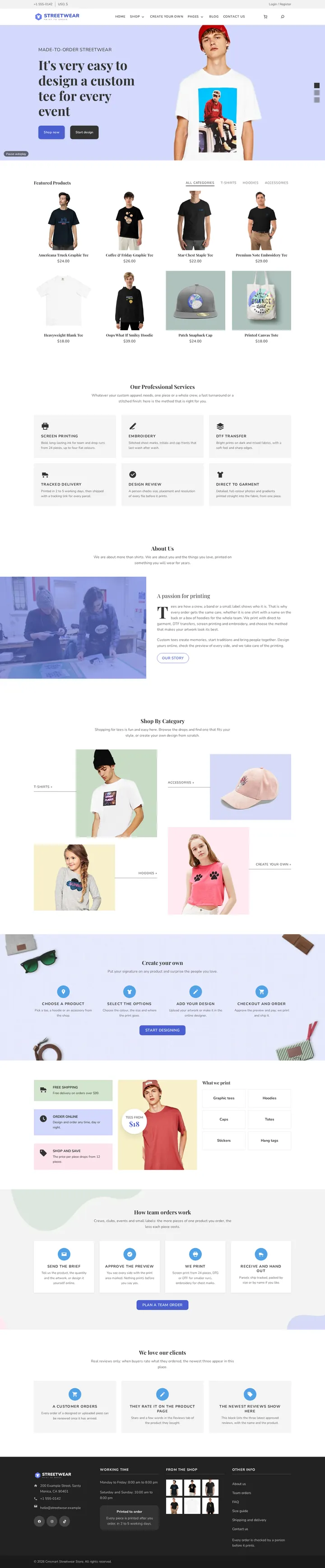 Cmsmart Streetwear Store home page