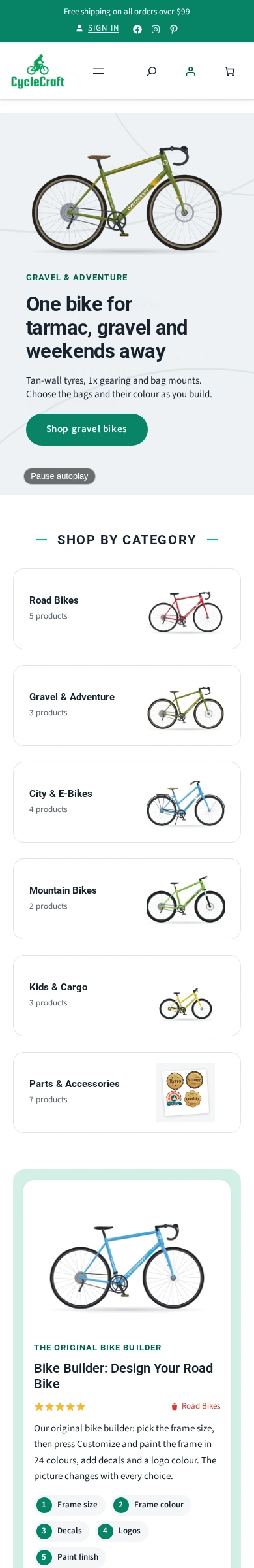 Cmsmart Bike Builder Store on a phone