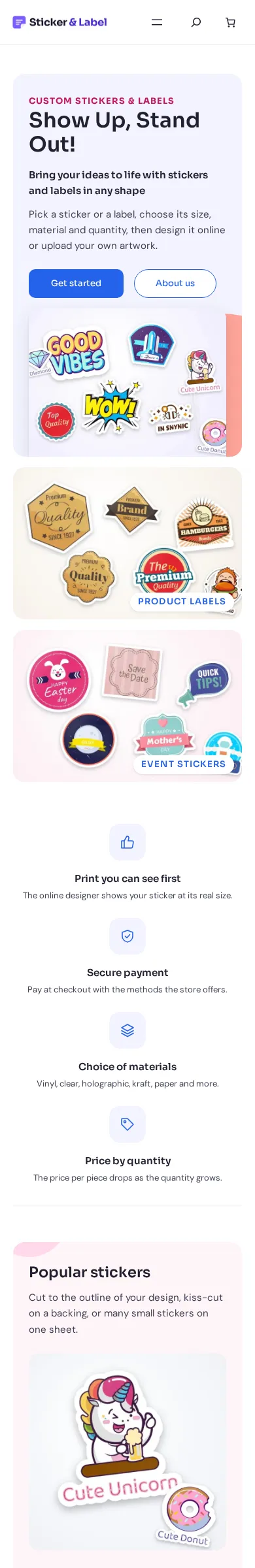 Cmsmart Sticker & Label Store on a phone