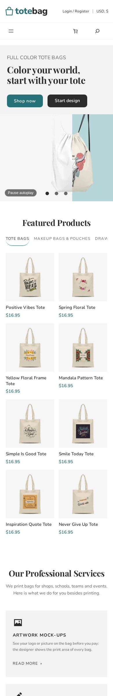 Cmsmart Tote Bag Store on a phone