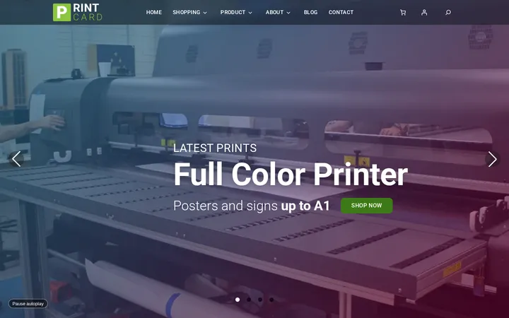 Cmsmart Slider Store home page with a full-screen photo slider under a transparent header