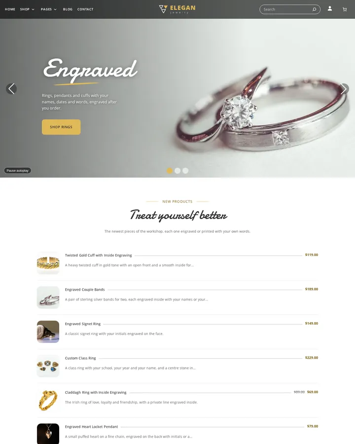 Cmsmart Jewelry Store home page