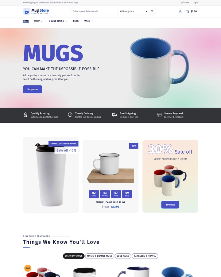 Cmsmart Mug Store home page
