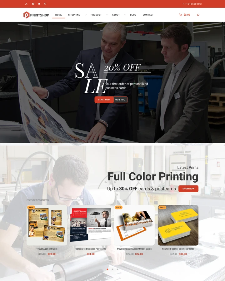 Cmsmart Parallax Store home page