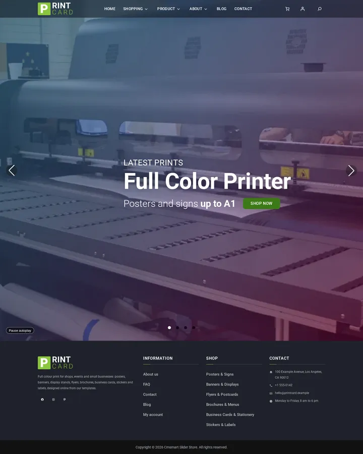 Cmsmart Slider Store home page
