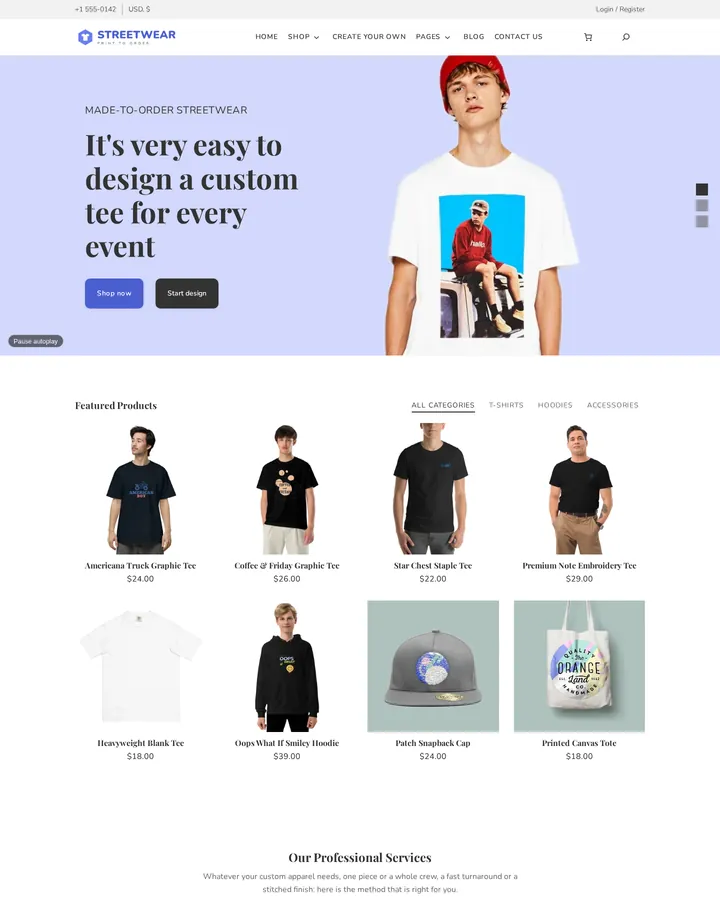 Cmsmart Streetwear Store home page