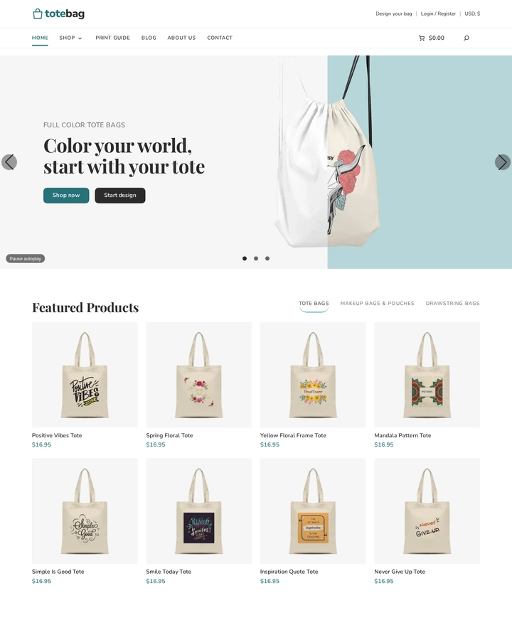 Cmsmart Tote Bag Store home page