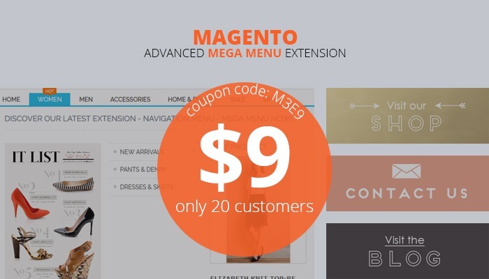 Mega sale on Magento Mega Menu Extensions only on Cmsmart