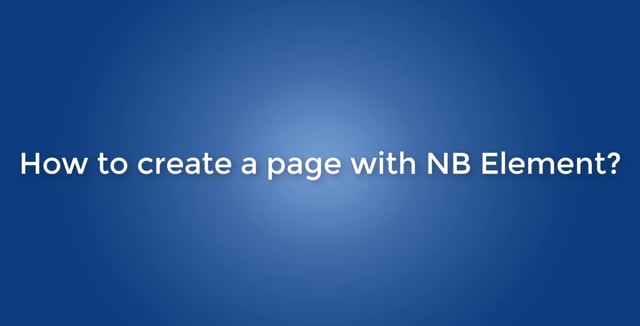 How to create a page with NB element?