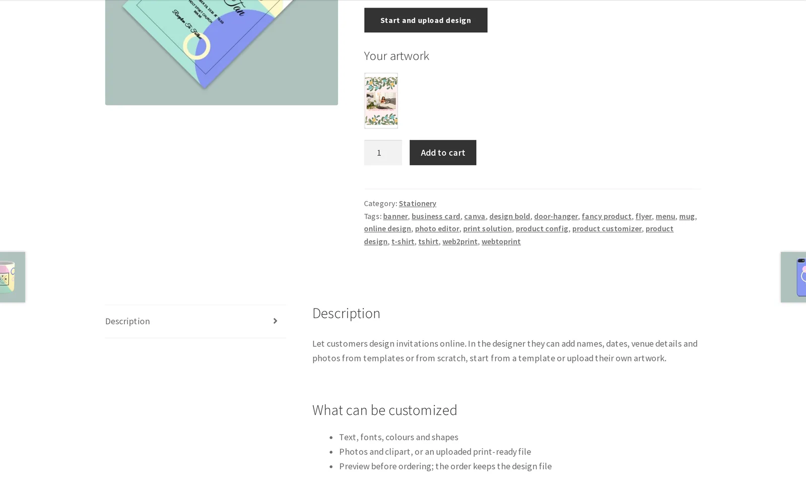Finished personalised product design ready for review, an example of a deliverable to check before accepting a milestone