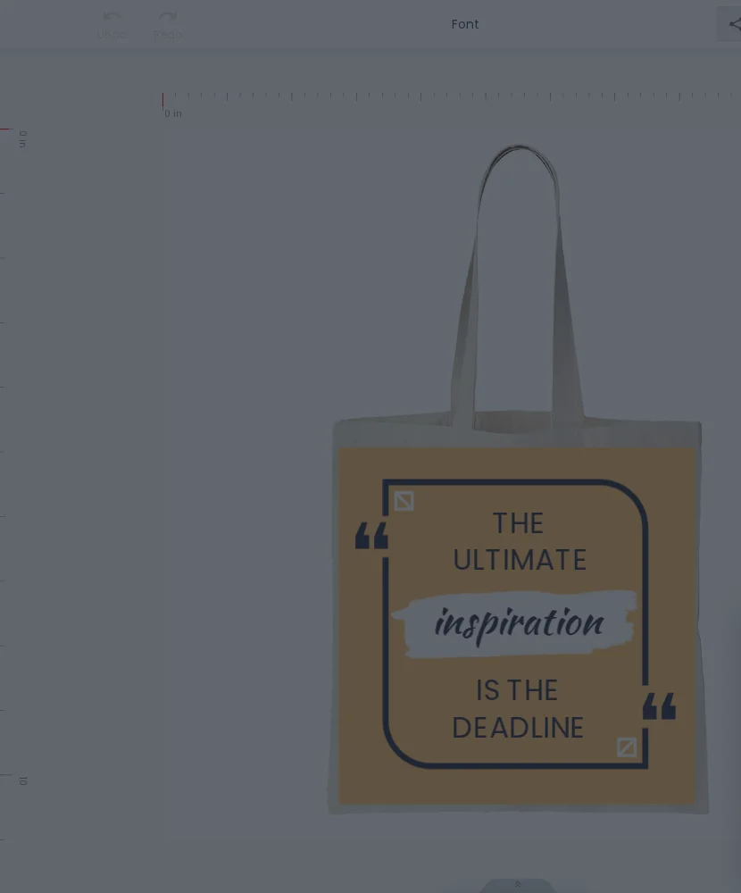 Online tote bag designer canvas with a ready-made template applied to the bag panel