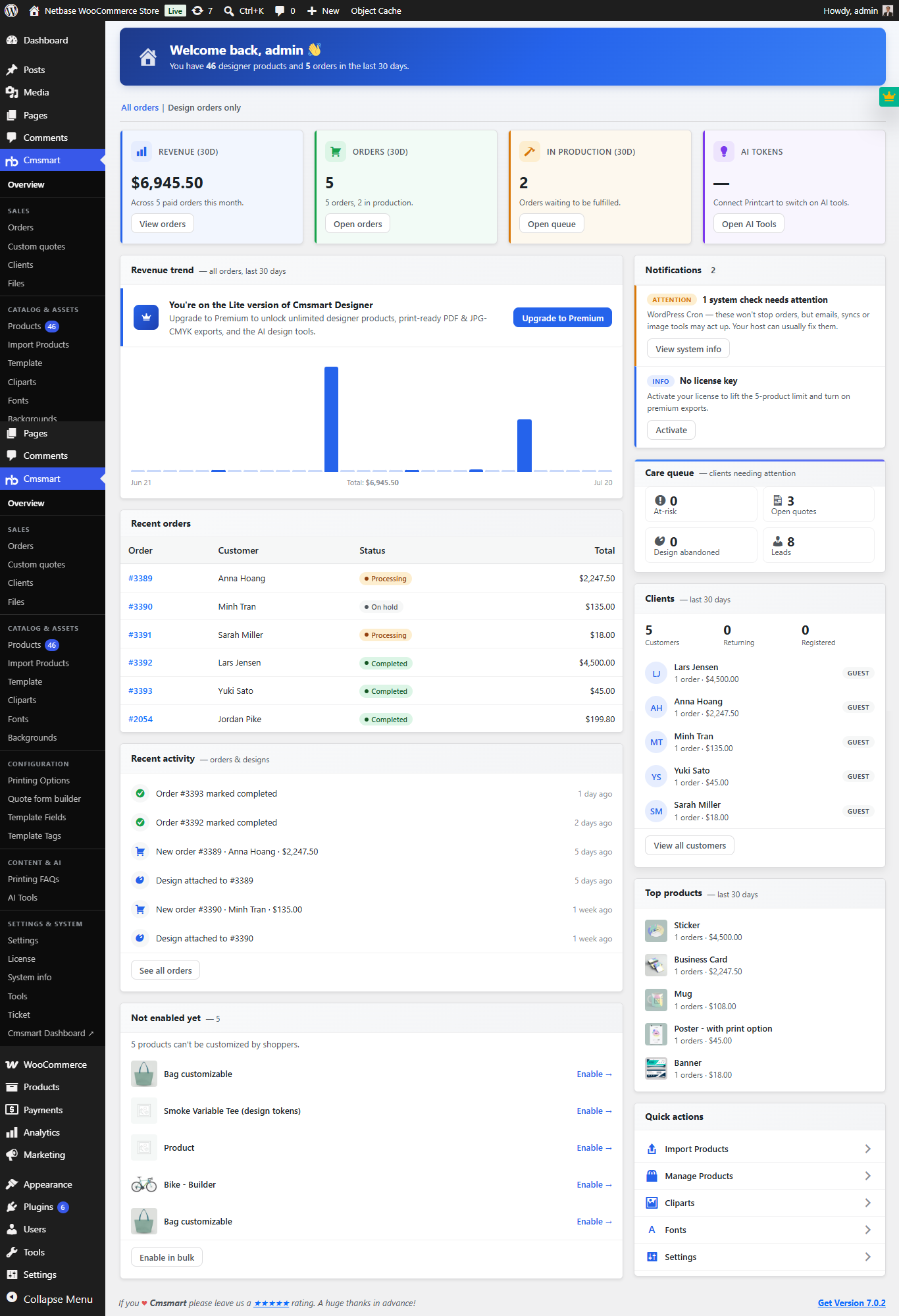Cmsmart Product Designer 2.10.0 – Built-in Customer CRM, AI Print-QA and a Redesigned Dashboard