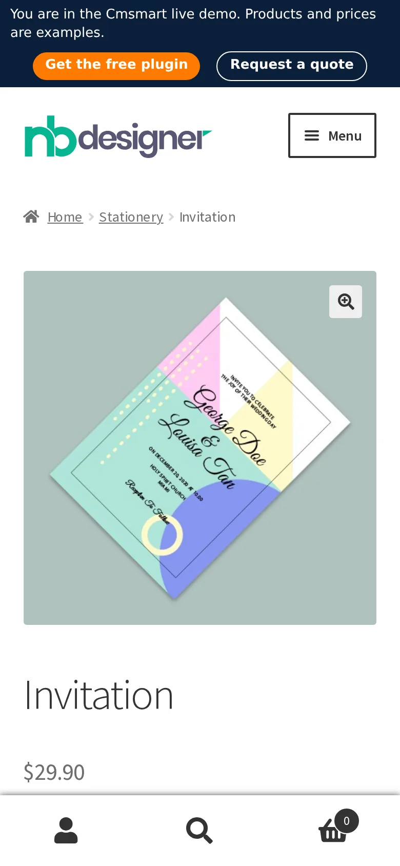 Mobile product page at 390px width with the start-design button above Add to cart