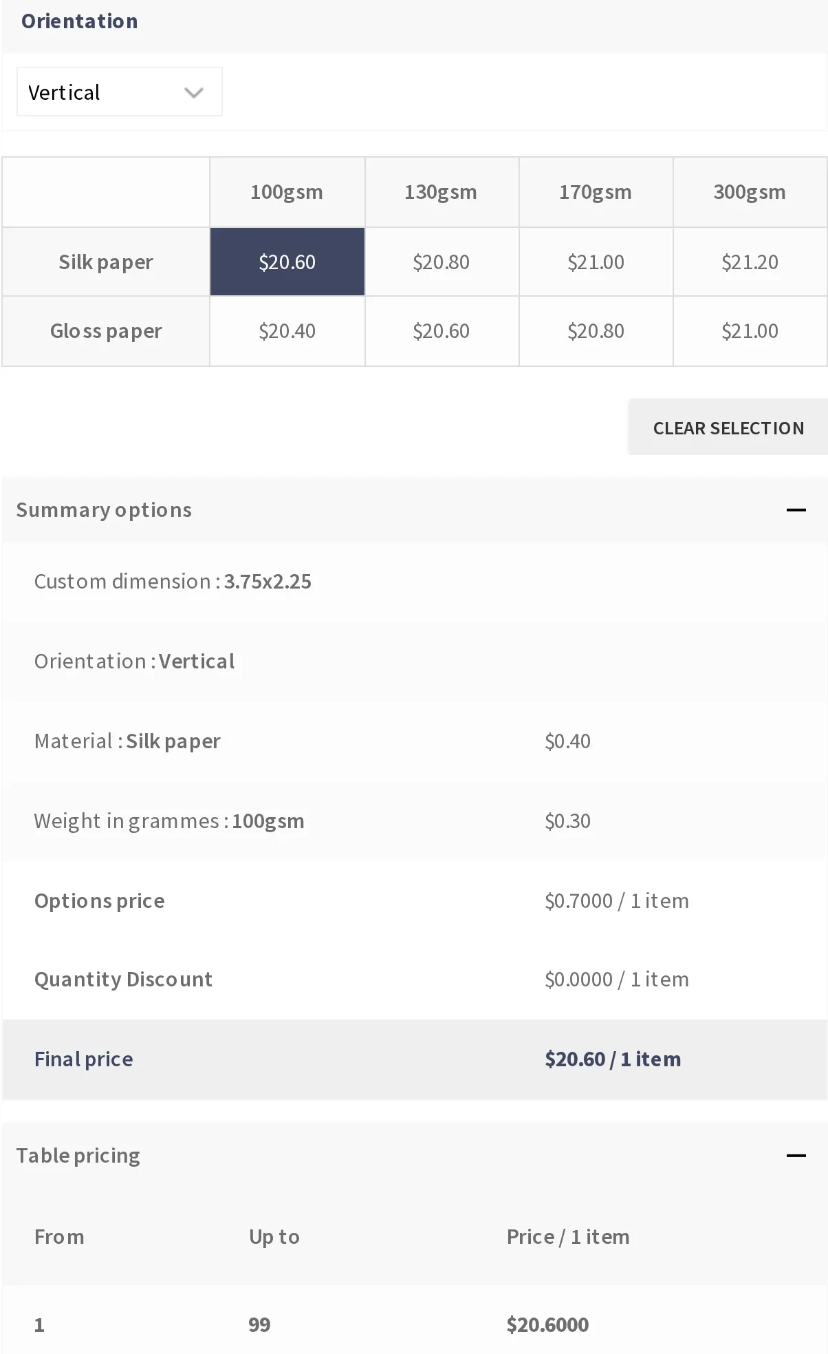 WooCommerce B2B pricing: the Cmsmart Product Designer price matrix and quantity table pricing already built into the plugin