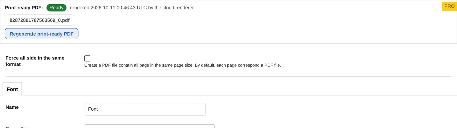 Print-ready PDF status and Regenerate print-ready PDF button in Cmsmart Product Designer 2.18.0 order Create PDF tab