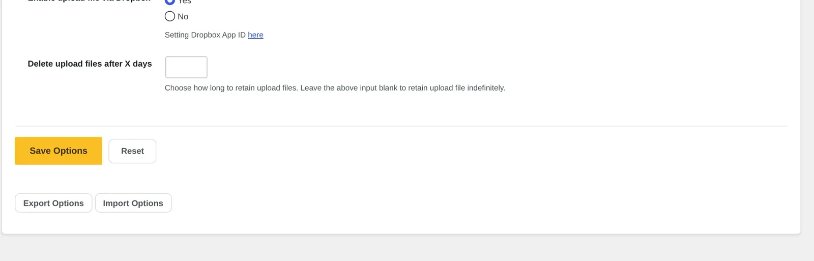 Export import product designer settings: Export Options and Import Options buttons on the Cmsmart Upload design tab