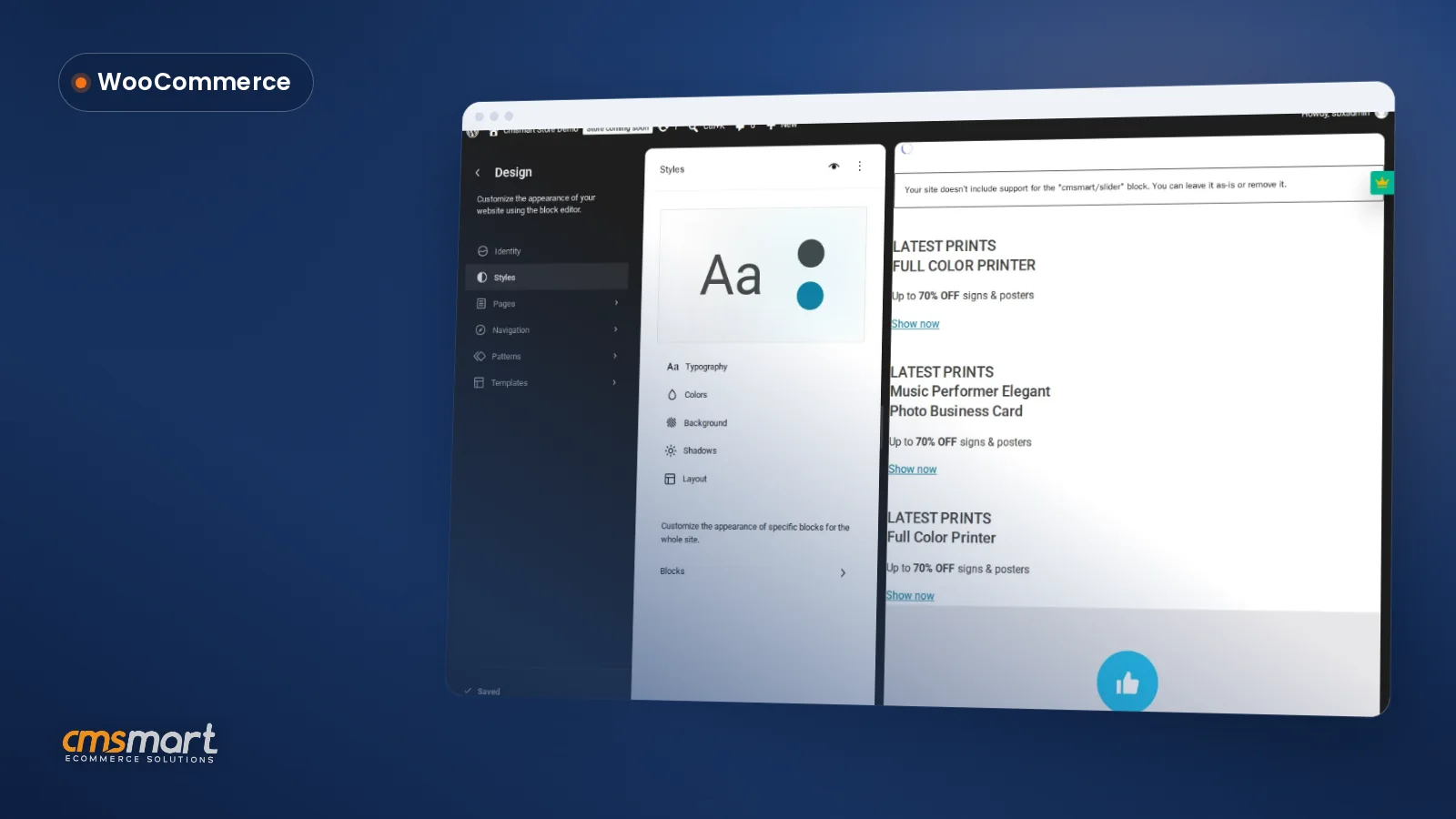 Customize WooCommerce Block Theme: Cmsmart Stores