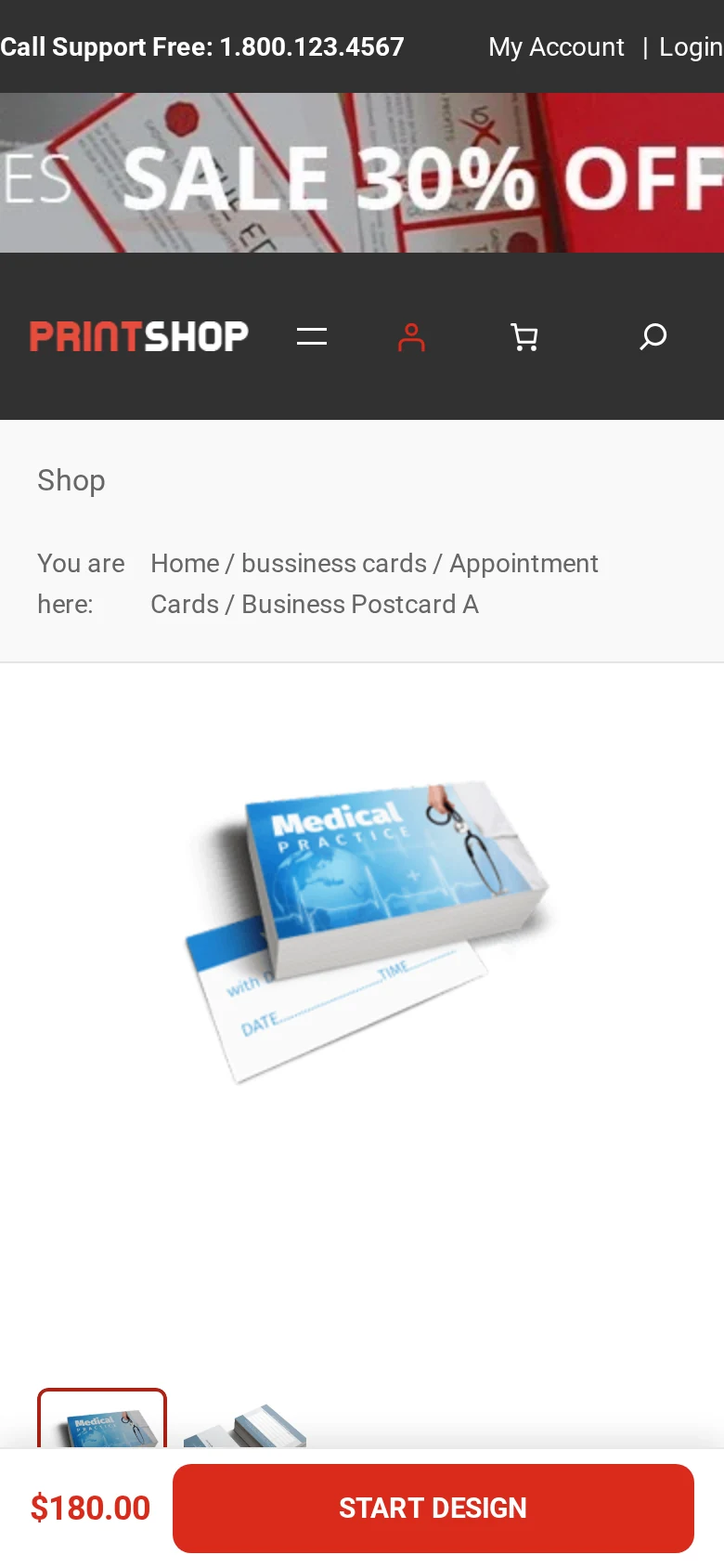 Boxed Store product page on a phone with a fixed Start Design button and price