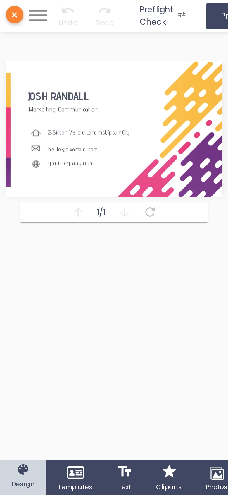 Cmsmart Product Designer open on a phone after a customer taps Start Design, showing the design canvas and mobile tool bar