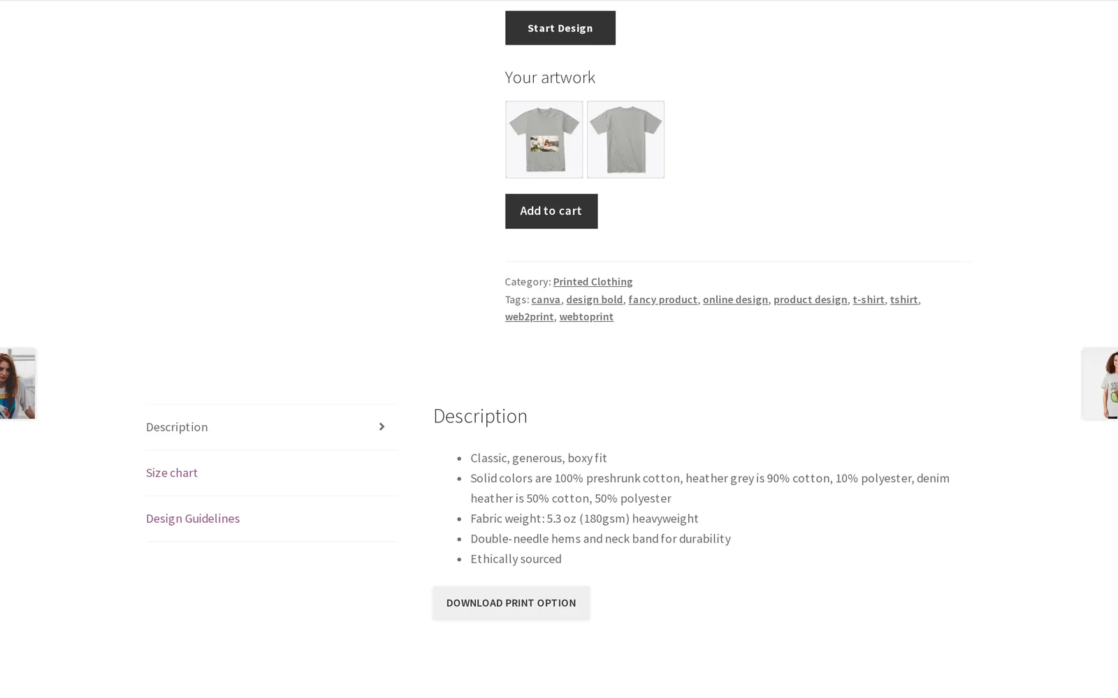 Your artwork preview thumbnails after processing a T-shirt design in Cmsmart Product Designer