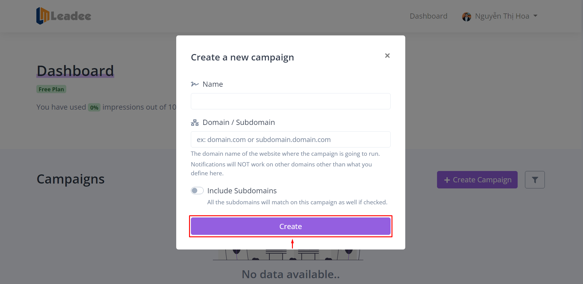 how to create a new campaign
