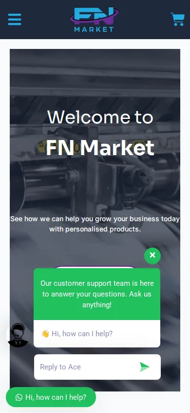 Home page of Business Transformation for Online Print and Design Services on a phone