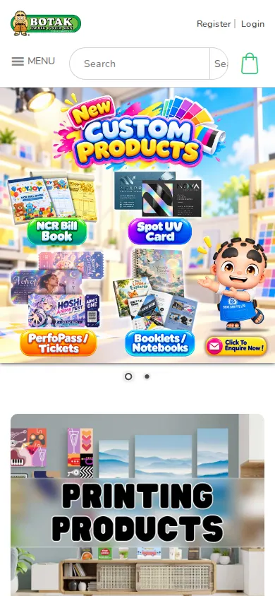 Home page of Digital Signage Solutions Enhancing Online Print Ordering Experience on a phone