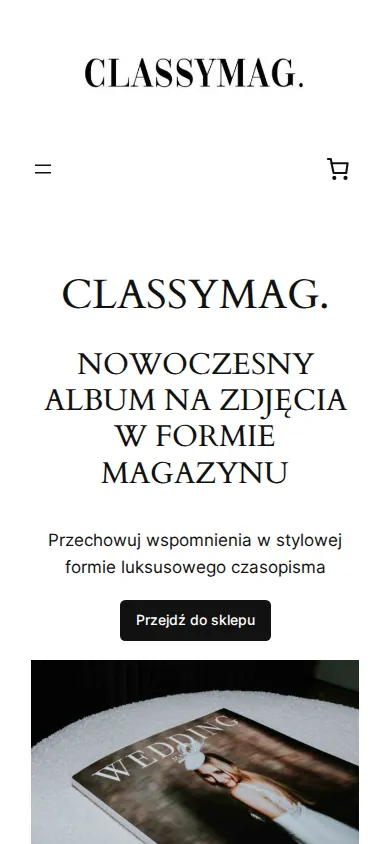 Home page of E-commerce Transformation for Magazine-Style Photobook Ordering on a phone