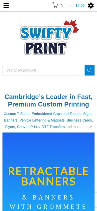 Home page of Enhanced Online Ordering Experience for Customized Print Products on a phone