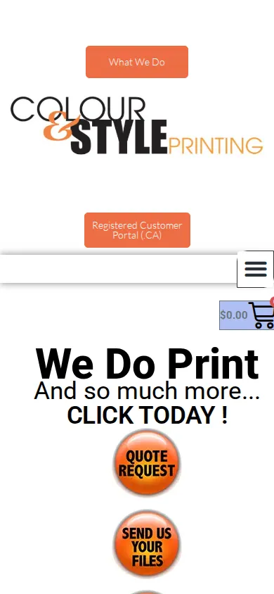 Home page of Enhanced Online Ordering and Portfolio Management for a Printing Shop on a phone