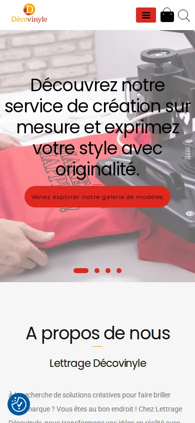 Home page of Enhancing Online Ordering for Custom Signage and Apparel Business on a phone