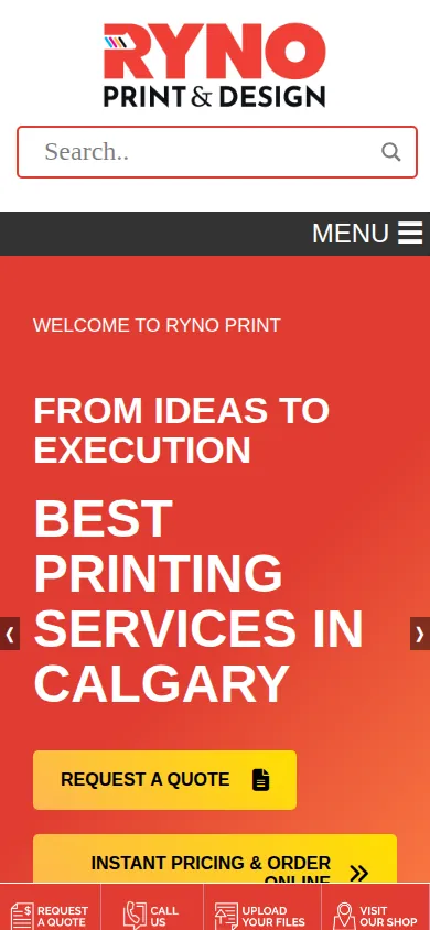 Home page of Transforming Web-to-Print Experience for Customized Printing Services on a phone