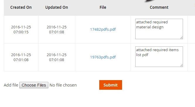 The files/attachements can be added from various sections 