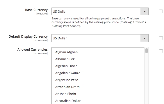 Magento Multi Currency Stores
