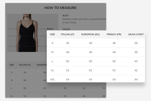 ADD T Shirt SIZE GUIDE On Your Website