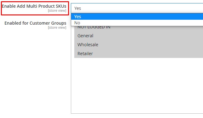 Enable/ disable to add multiple Sku 	