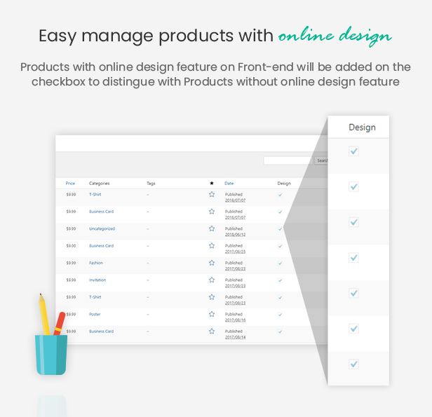 Go to any product and enable design