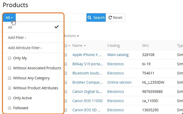 Filter and Searching product