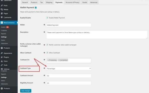 Set cashback amount calculation 