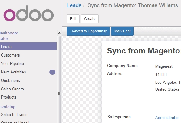 Sync customer info from Magento 2 to Odoo
