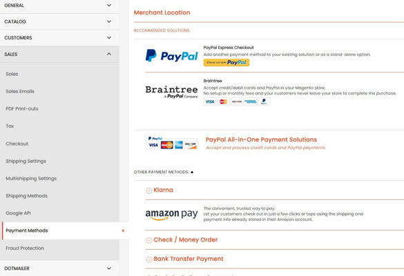 Payment Configuration page