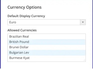 Show currencies for any countries 