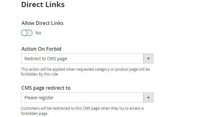 Flexible options for direct links