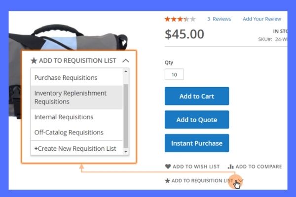 Add products to requisition lists 