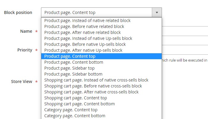 Make setting and configuration for block position 